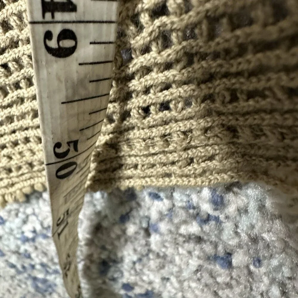 Made In Italy Sweater Cardigan Womens One Size Tan Open Knit Mesh Long Duster - Picture 4 of 6